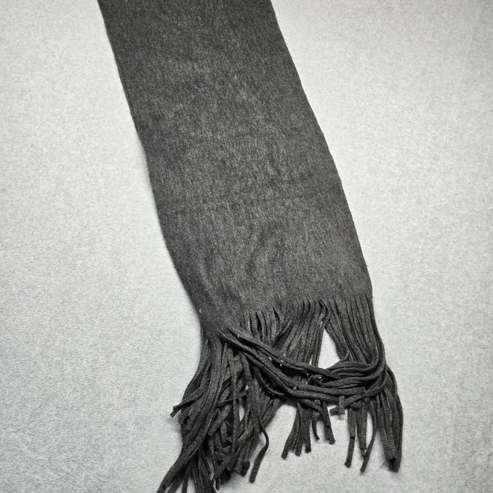 Lucky Brand Scarf Womens‎ One Size Gray Knit Fringe Rectangle Wrap Winter Warm